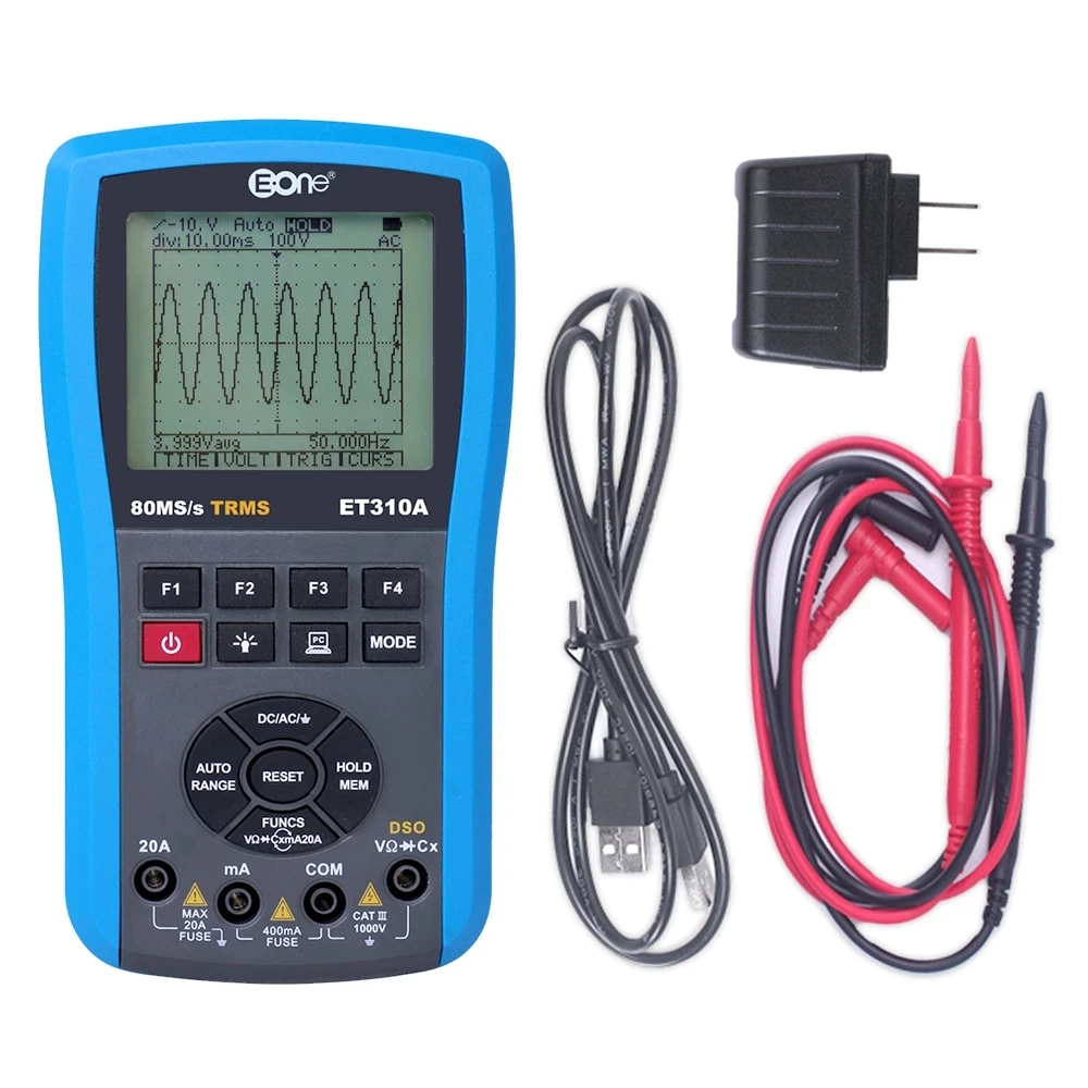 ET310A Oscilloscope Multimeter 2.0 Update Professional LCD Handheld Automatic Waveform Capture Oscilloscope Multimeter
ET310A Oscilloscope Multimeter 2.0 Update Professional LCD Handheld Automatic Waveform Capture Oscilloscope Multimeter