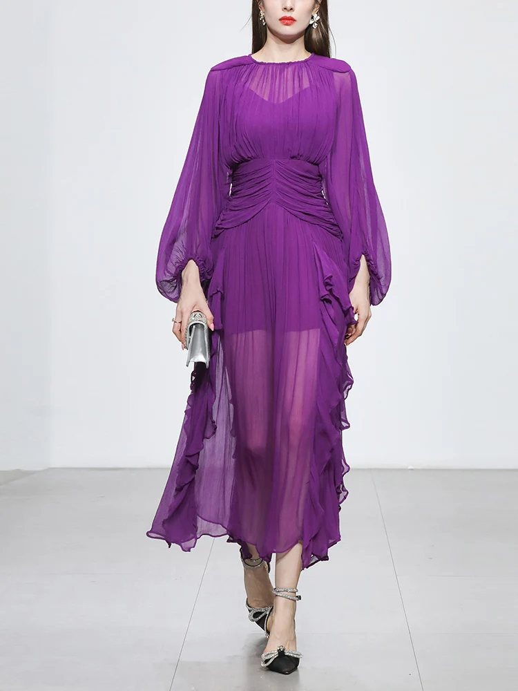 SHONJO* 2023 New Fashion O-neck Long Sleeve Pleated Ruffles Perspective Loose Waist Female Dresses Versatile style
SHONJO* 2023 New Fashion O-neck Long Sleeve Pleated Ruffles Perspective Loose Waist Female Dresses Versatile style