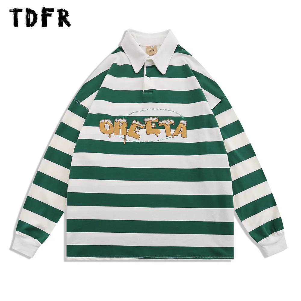 Рубашка-поло мужская с длинным рукавом, Повседневная Уличная одежда свободного покроя в горизонтальную полоску, с буквенным принтом, осень
Рубашка-поло мужская с длинным рукавом, Повседневная Уличная одежда свободного покроя в горизонтальную полоску, с буквенным принтом, осень