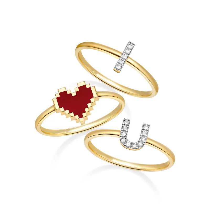 Fashion Romantic 925 Sterling Silver Gold Color I Love U Initial Letter Heart Finger Ring Micro Cubic Zirconia for Women
Fashion Romantic 925 Sterling Silver Gold Color I Love U Initial Letter Heart Finger Ring Micro Cubic Zirconia for Women