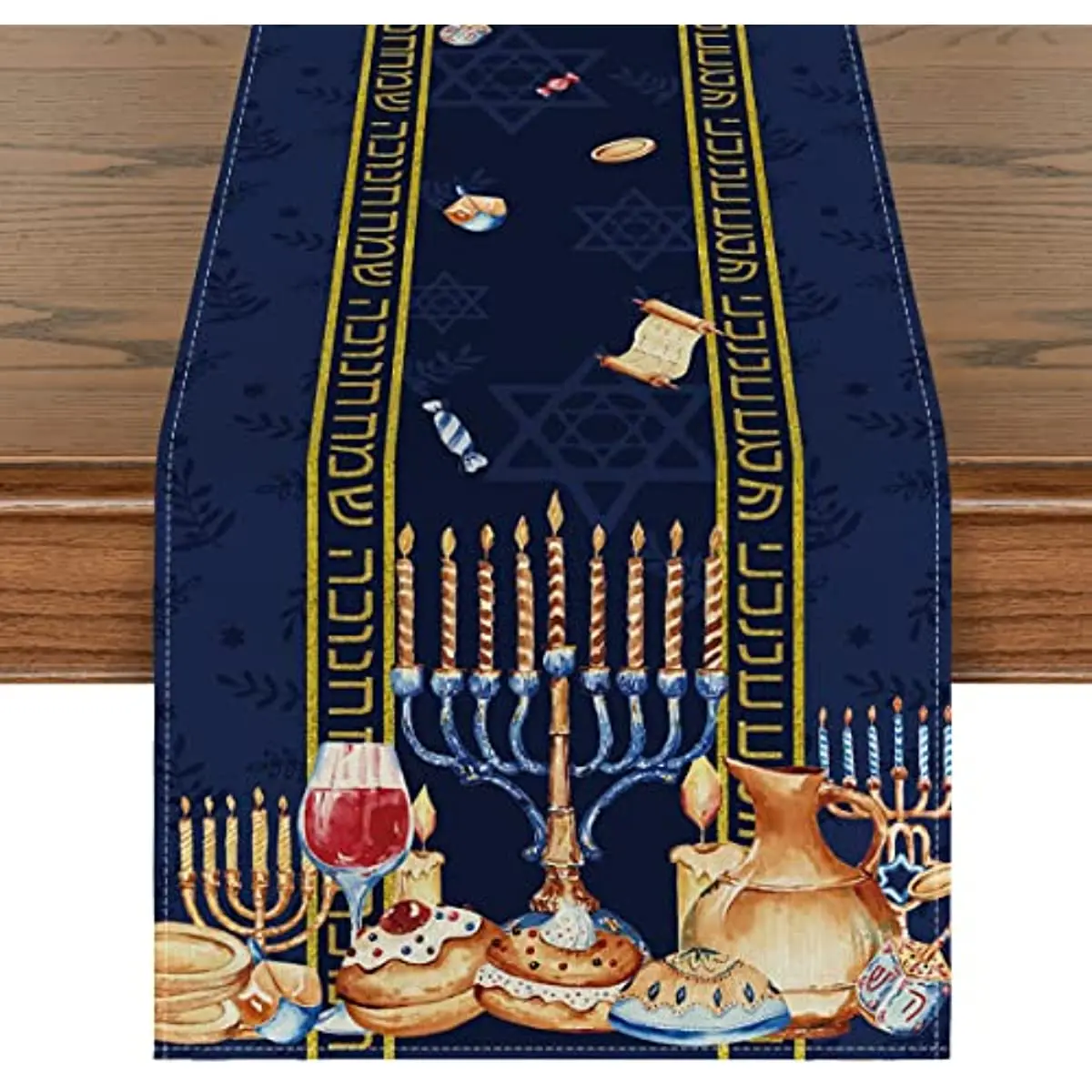 Конфеты, винный пончик, счастливая Ханука, Менора, льняные скатерти, сезонные декоративные столовые приборы Chanukah для внутреннего декора
Конфеты, винный пончик, счастливая Ханука, Менора, льняные скатерти, сезонные декоративные столовые приборы Chanukah для внутреннего декора
