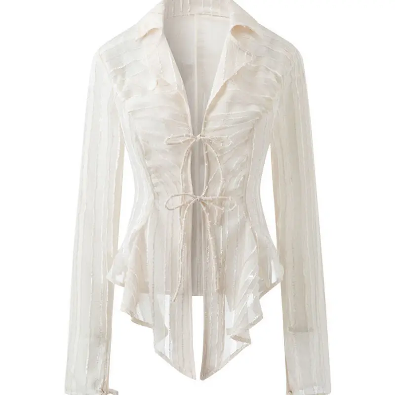 Shirt female design sense niche 2023 spring new white shirt spice girl temperament lace-up chiffon top
Shirt female design sense niche 2023 spring new white shirt spice girl temperament lace-up chiffon top
