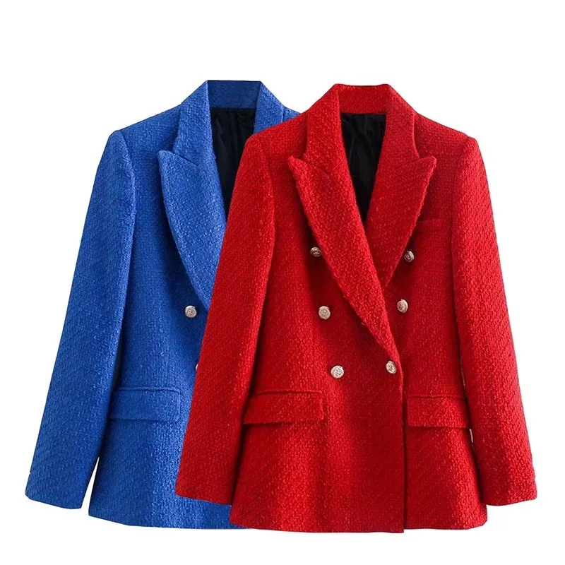 Huaxiafan Women Fashion Tweed Double Breasted Blazer Coat Vintage Long Sleeve Flap Pockets Female Outerwear Chic Veste Femme
Huaxiafan Women Fashion Tweed Double Breasted Blazer Coat Vintage Long Sleeve Flap Pockets Female Outerwear Chic Veste Femme
