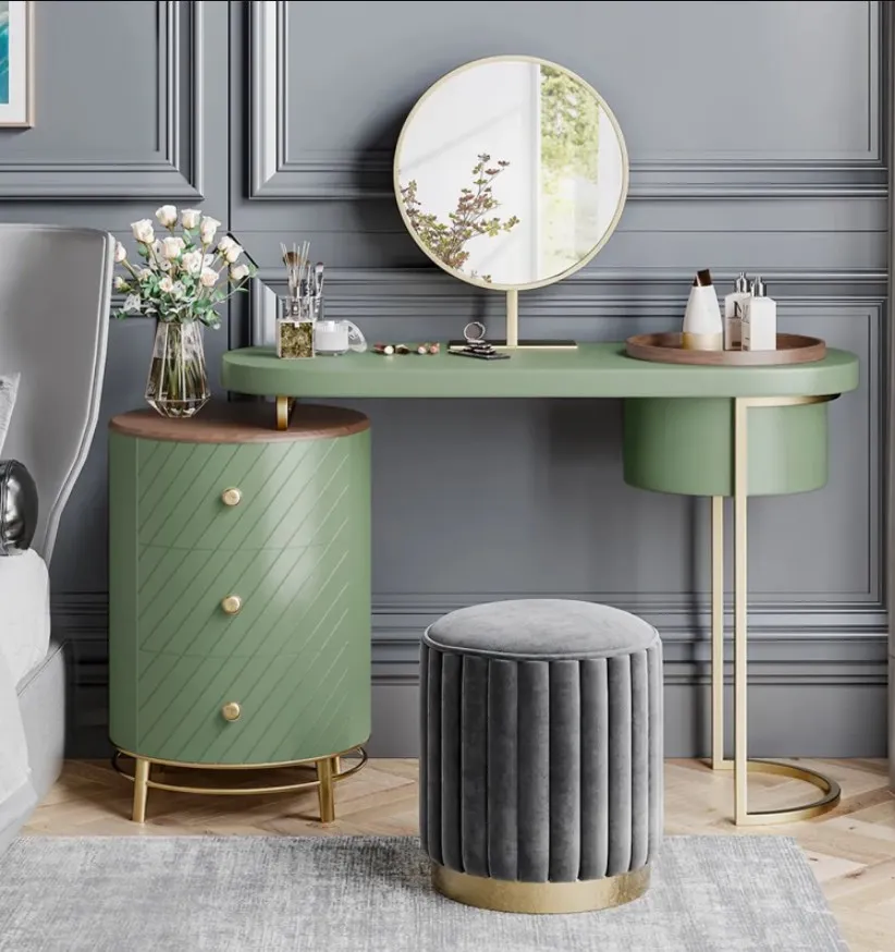 Modern Makeup Vanity Table with LED Lighted Mirror Dressing Table with Movable Tray Top 4 Solid Wood Drawer, Without Stool,43
Modern Makeup Vanity Table with LED Lighted Mirror Dressing Table with Movable Tray Top 4 Solid Wood Drawer, Without Stool,43