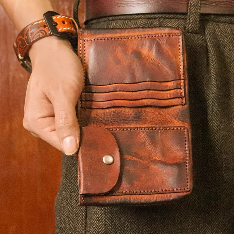

Мужской кошелек двойного сложения из натуральной кожи, винтажный Роскошный дизайнерский бумажник из натуральной кожи с кармашком для мелочи, кредитница, клатч для мужчин