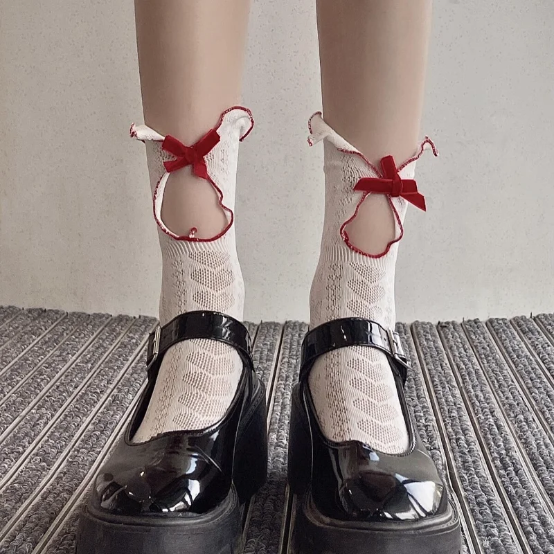 Sweet Cute Women Girls Socks JK Lolita Japanese Velvet Bow Ruffle Socks Hollow Out Sexy Lace Mesh Thin Low Cut Ankle Socks Women
Sweet Cute Women Girls Socks JK Lolita Japanese Velvet Bow Ruffle Socks Hollow Out Sexy Lace Mesh Thin Low Cut Ankle Socks Women