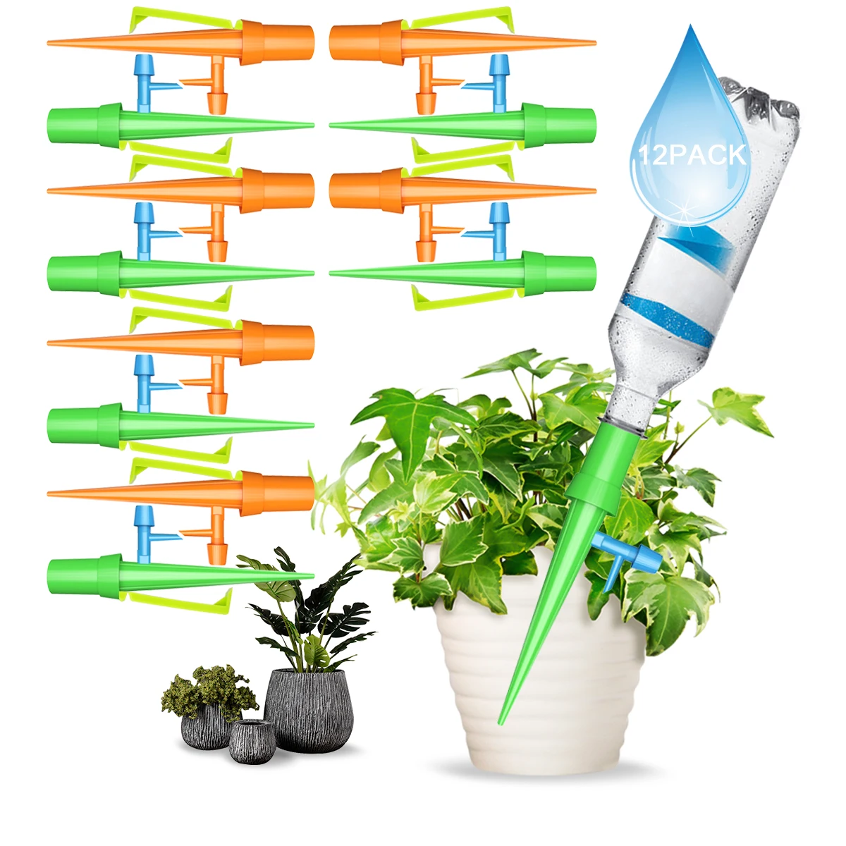 12Pcs Plants Self-watering Spikes Automatic Watering Devices with Slow Release Valve & Anti-tilt Bracket for Indoor Outdoor
12Pcs Plants Self-watering Spikes Automatic Watering Devices with Slow Release Valve & Anti-tilt Bracket for Indoor Outdoor