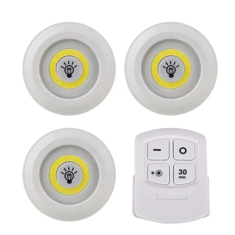 

3W COB Under Cabinet Lamp Switch Push Button for Home Stairs Kitchen Bathroom Dimmable Remote Control Wardrobe Light Night Light