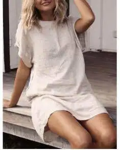 Plus SIze 5XL Cotton Linen Women's Dress White Loose O-neck Short Sleeve Casual Dress Female Summer Fashion Soft Ladies Clothes
Plus SIze 5XL Cotton Linen Women's Dress White Loose O-neck Short Sleeve Casual Dress Female Summer Fashion Soft Ladies Clothes