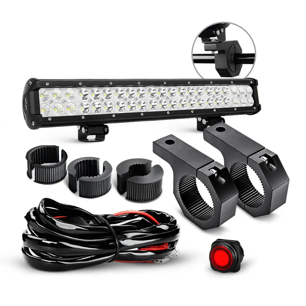 20 Inch 126W Spot Flood Combo LED Light Bars Off-Road Light Mounting Bracket Horizontal Bar Tube Clamp with Wiring Harness Kit,
20 Inch 126W Spot Flood Combo LED Light Bars Off-Road Light Mounting Bracket Horizontal Bar Tube Clamp with Wiring Harness Kit,