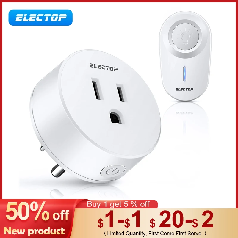 Electop Wireless Smart Plug Socket Set 15A Remote Control Outlet Power Switch Plug On/Off for Holiday Lights Fans Home Appliance
Electop Wireless Smart Plug Socket Set 15A Remote Control Outlet Power Switch Plug On/Off for Holiday Lights Fans Home Appliance