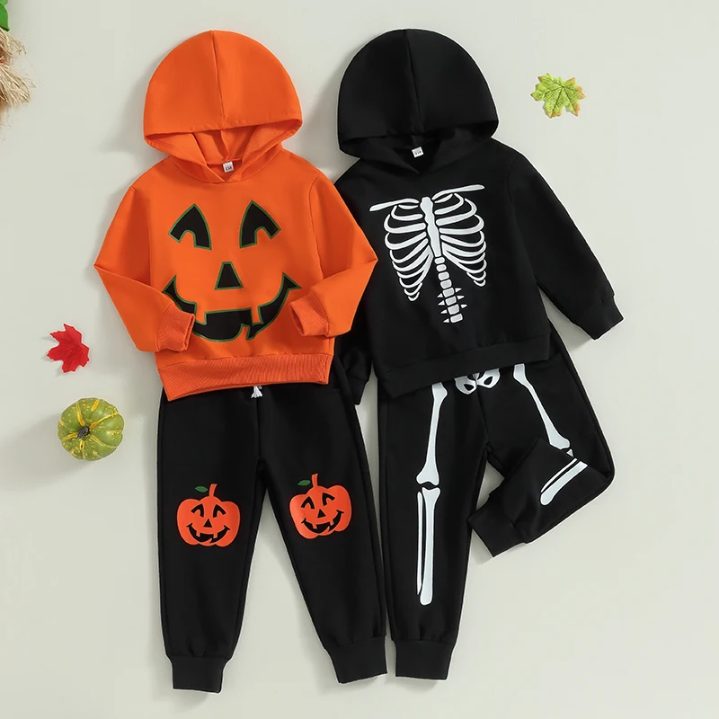 Kid Halloween Outfit Pumpkin/Skeleton Print Spring Long Sleeve Hood Sweatshirt Long Pants Clothing 2Pcs Casual Children Sets
Kid Halloween Outfit Pumpkin/Skeleton Print Spring Long Sleeve Hood Sweatshirt Long Pants Clothing 2Pcs Casual Children Sets
