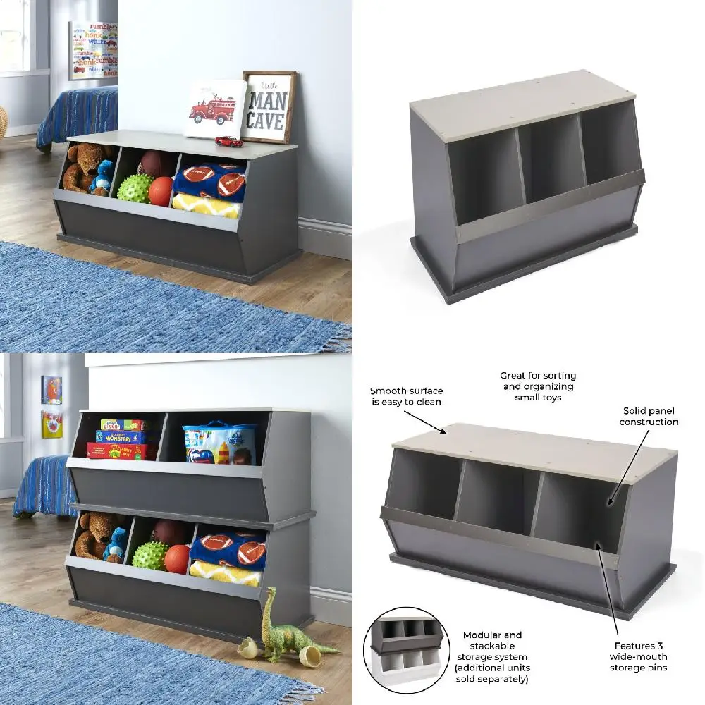 Elegant Gray Stackable Wooden Storage Cubes w/ 3 Large Gallon Bins - Home & Office Organization for Optimal Clutter Control.
Elegant Gray Stackable Wooden Storage Cubes w/ 3 Large Gallon Bins - Home & Office Organization for Optimal Clutter Control.