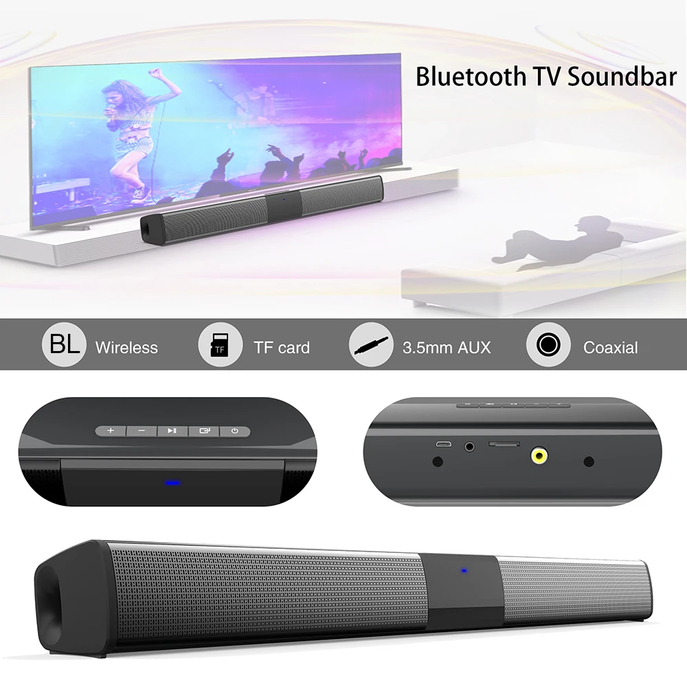 BS-28D 20W Wireless Bluetooth Speaker Stereo Surround Sound TV Home Theater Soundbar Subwoofer with Audio Coaxial Cable
BS-28D 20W Wireless Bluetooth Speaker Stereo Surround Sound TV Home Theater Soundbar Subwoofer with Audio Coaxial Cable