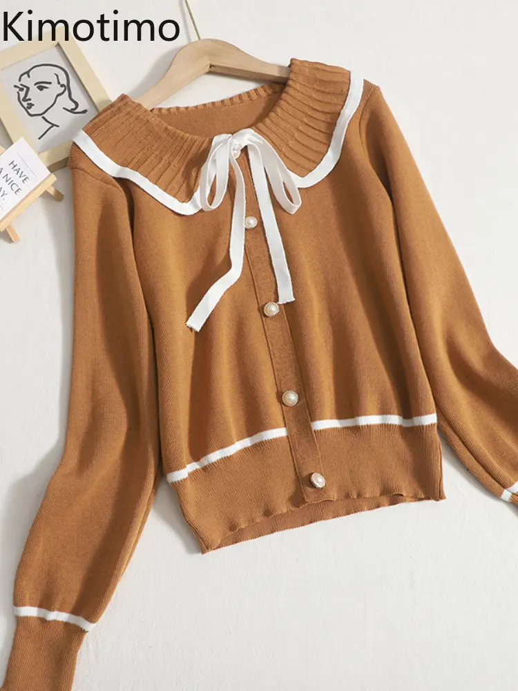 Женский свитер Kimotimo с кукольным воротником, новинка 2022, однобортный короткий пуловер на шнуровке с бантом, Корейская шикарная Милая трикота...
Женский свитер Kimotimo с кукольным воротником, новинка 2022, однобортный короткий пуловер на шнуровке с бантом, Корейская шикарная Милая трикота...