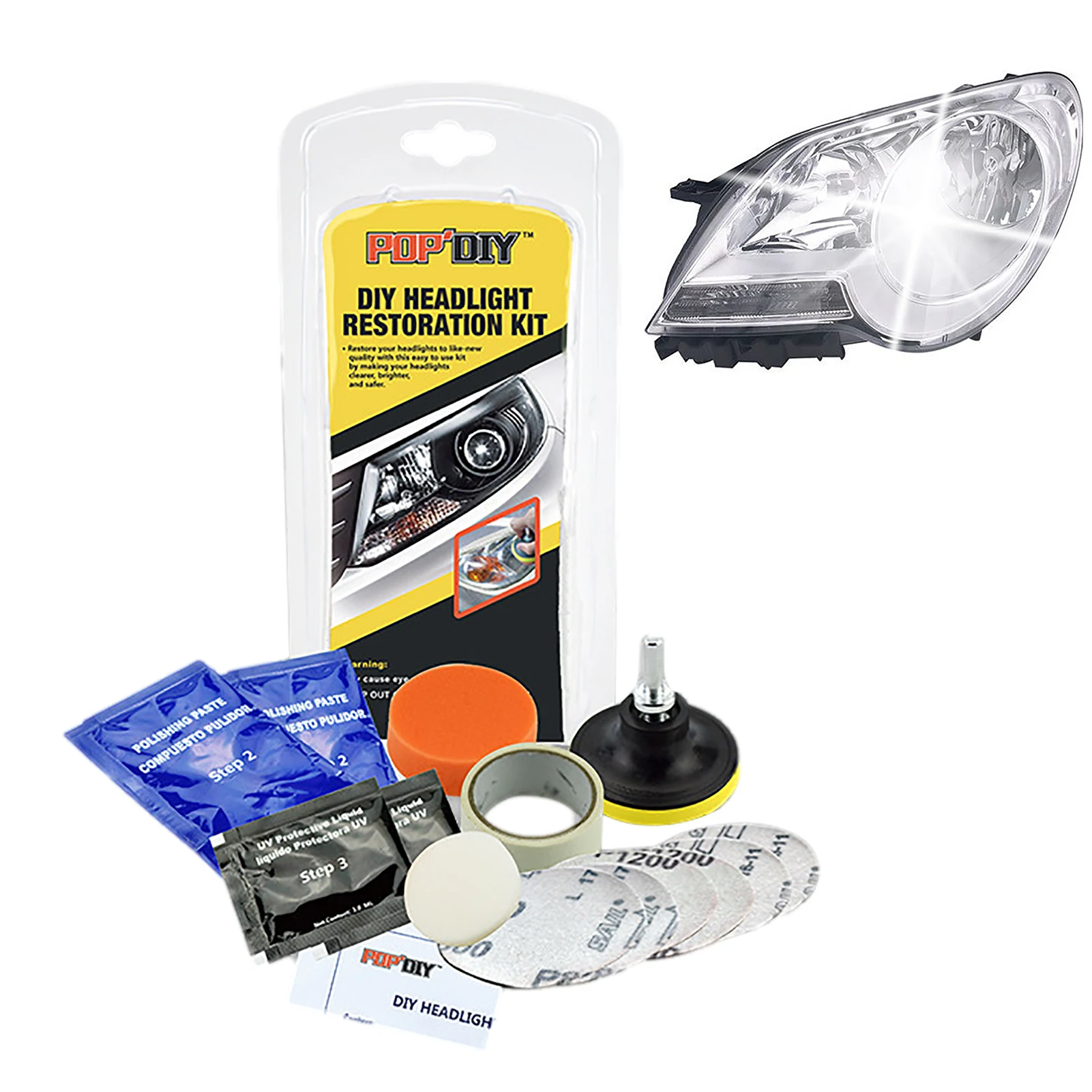 

Headlight Restoration Kit Scratch Remover Repair Fluid Kit Headlamp Restoration For Yellowing Scratches Oxidation Blur And