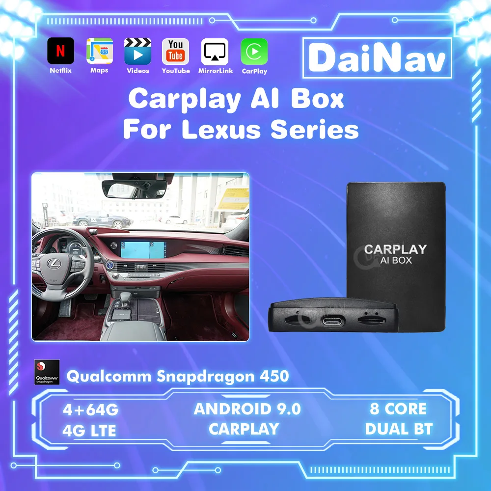 Беспроводная коробка CarPlay Ai для серии Lexus Android 9, подключи и работай на Youtube, Netfix для серии Lexus, автомобильный мультимедийный плеер
Беспроводная коробка CarPlay Ai для серии Lexus Android 9, подключи и работай на Youtube, Netfix для серии Lexus, автомобильный мультимедийный плеер