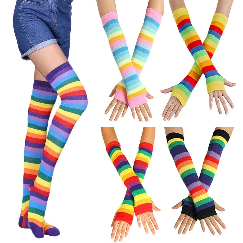 Colorful Rainbow Stockings Cute Thigh Knee Socks Striped Arm Warmer Gloves Women Cosplay Costume Dance Socks Christmas Gifts
Colorful Rainbow Stockings Cute Thigh Knee Socks Striped Arm Warmer Gloves Women Cosplay Costume Dance Socks Christmas Gifts
