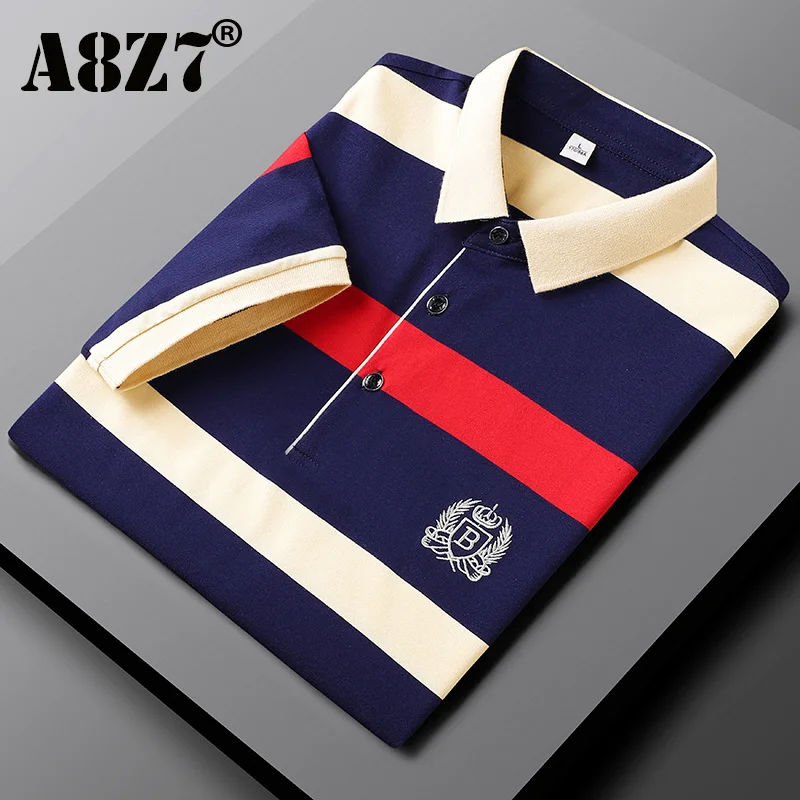 2023 New Summer Men Classic Striped Polo Mens Cotton Sort-Sleeved Embroidered Business Casual ot Polo Sirt Male Dropsippin
2023 New Summer Men Classic Striped Polo Mens Cotton Sort-Sleeved Embroidered Business Casual ot Polo Sirt Male Dropsippin