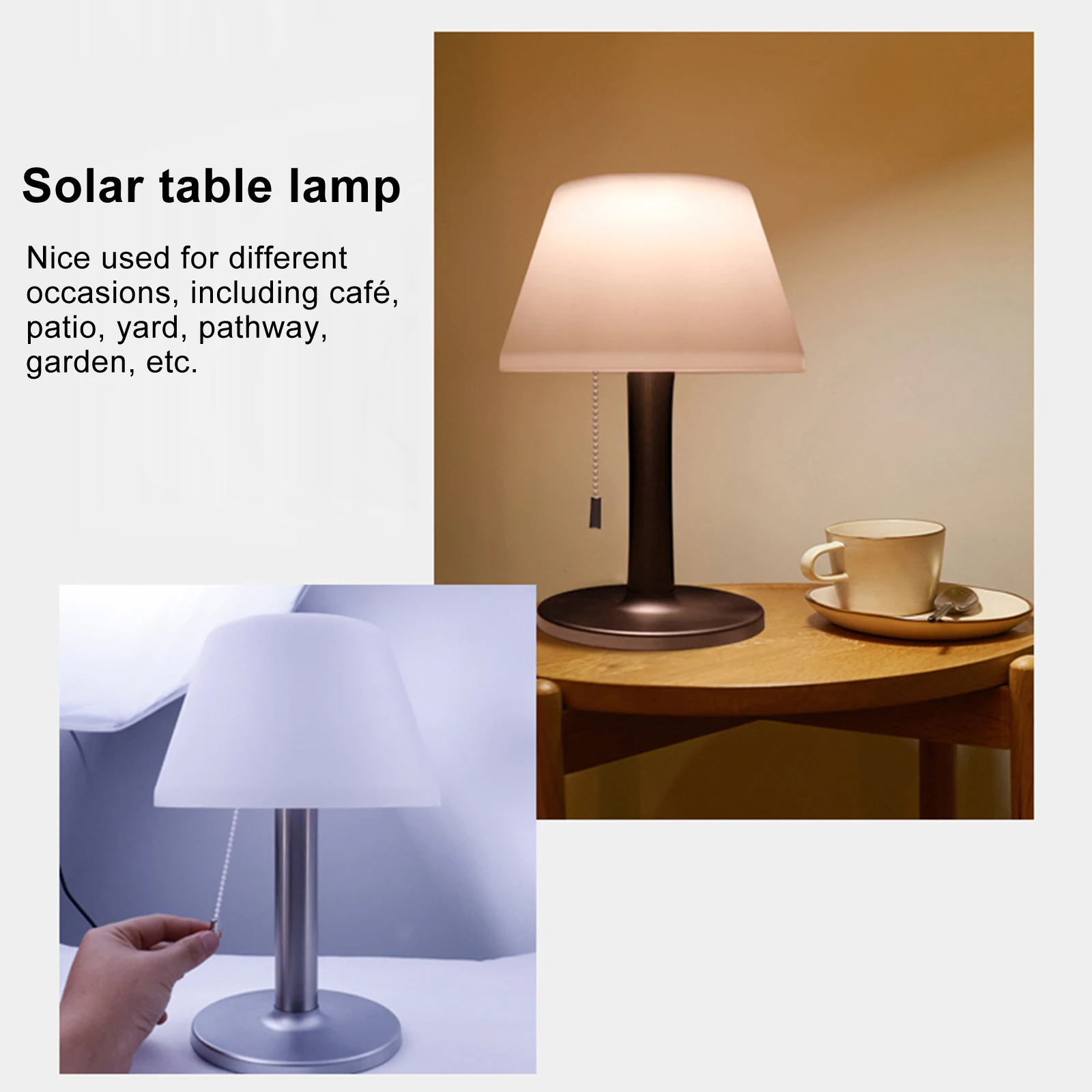 Solar LEDs Table Light Desk Lamp with Pulling Zipper Chains Outdoor Lighting Sensitive Light Rechargeable Lamp for Patio Garden
Solar LEDs Table Light Desk Lamp with Pulling Zipper Chains Outdoor Lighting Sensitive Light Rechargeable Lamp for Patio Garden