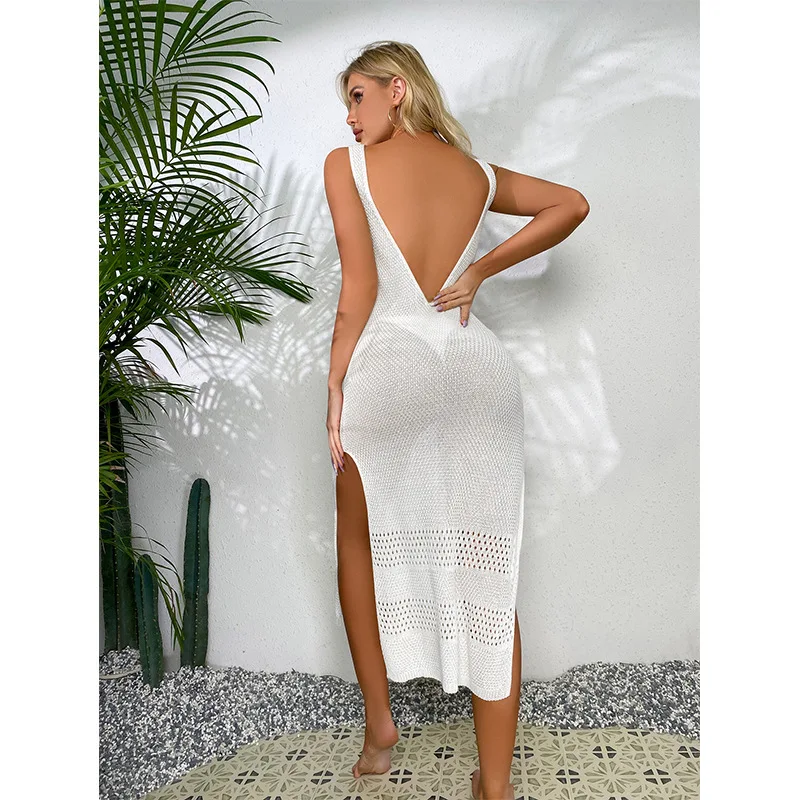 Spaghetti Strap Bodycon Knitted Dress for Women White Backless Maxi Dresses Ankle Length Long Dress 2022 Summer Split Cape Robe
Spaghetti Strap Bodycon Knitted Dress for Women White Backless Maxi Dresses Ankle Length Long Dress 2022 Summer Split Cape Robe