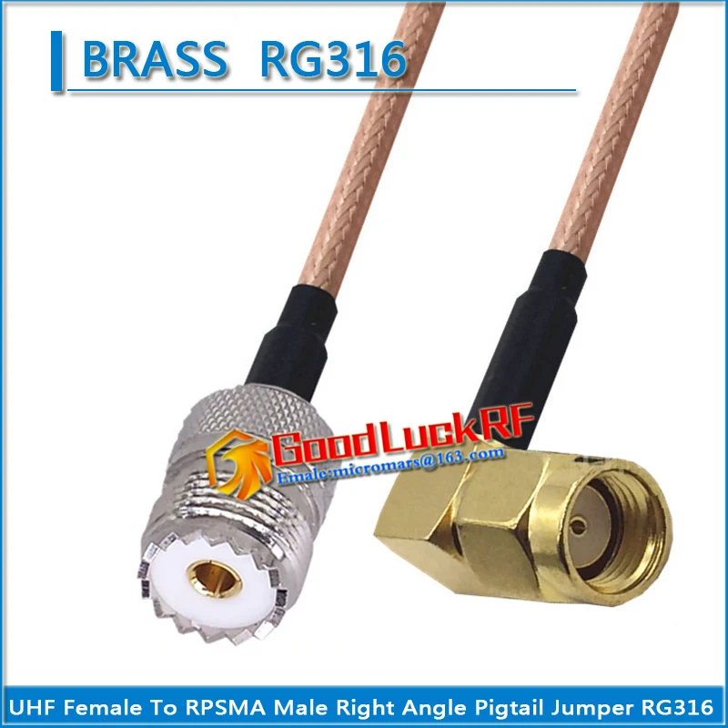 

1X Pcs PL259 PL-259 SO239 SO-239 UHF Female to RP-SMA RPSMA RP SMA Male Right Angle 90 Degree Coaxial Pigtail Jumper RG316 Cable