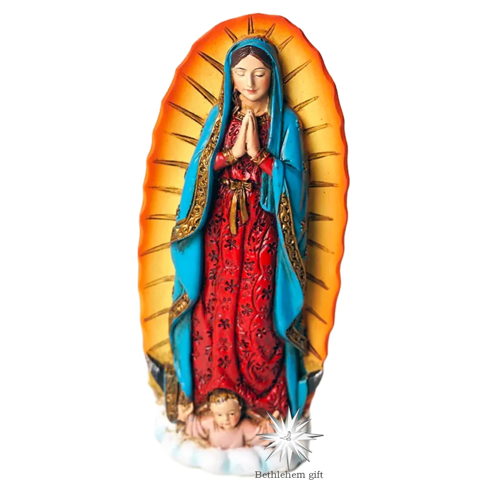 

11Cm H Christianity Catholicism family effective blessing Our Lady of Guadalupe Virgin Mary Resin God statue icon saint Ornament
