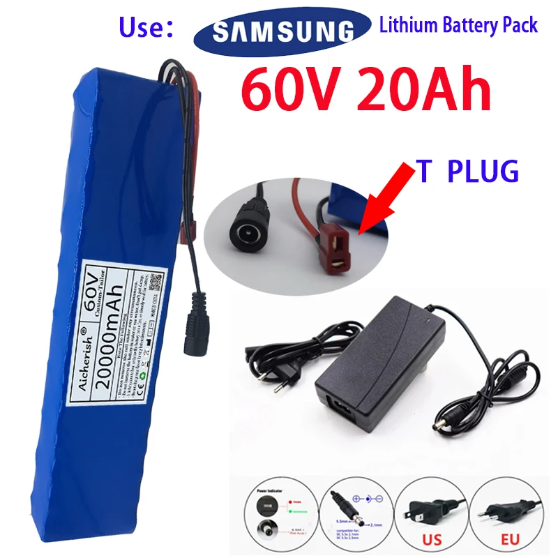 Scooter 18650 Lithium Ion E-Bike Battery Pack New 60V 20000mAH Electric Bike 20Ah 16S2P With BMS + 67.2V Charger
Scooter 18650 Lithium Ion E-Bike Battery Pack New 60V 20000mAH Electric Bike 20Ah 16S2P With BMS + 67.2V Charger