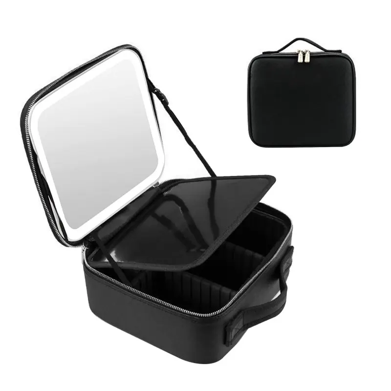 Bag with Mirror of LED Lighted, Travel Makeup Train Case Cosmetic Bag Organizer with Adjustable Dividers, Makeup Case with Mirro
Bag with Mirror of LED Lighted, Travel Makeup Train Case Cosmetic Bag Organizer with Adjustable Dividers, Makeup Case with Mirro