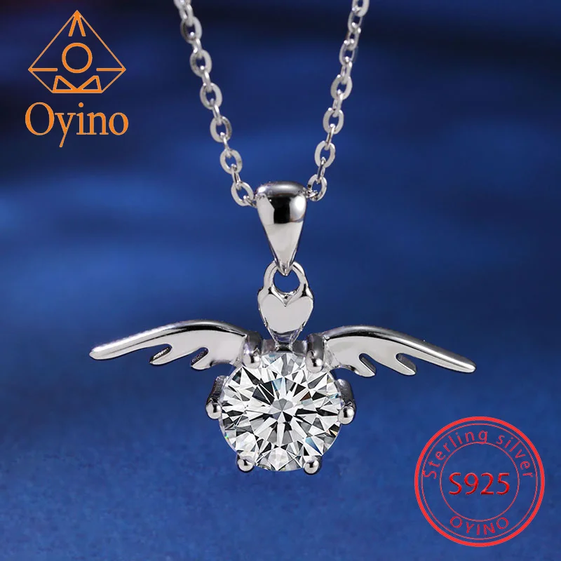 

Oyino NEW!Angel wings, moissanite necklace S925 sterling silver light luxury clavicle chain jewelry Women's necklaces