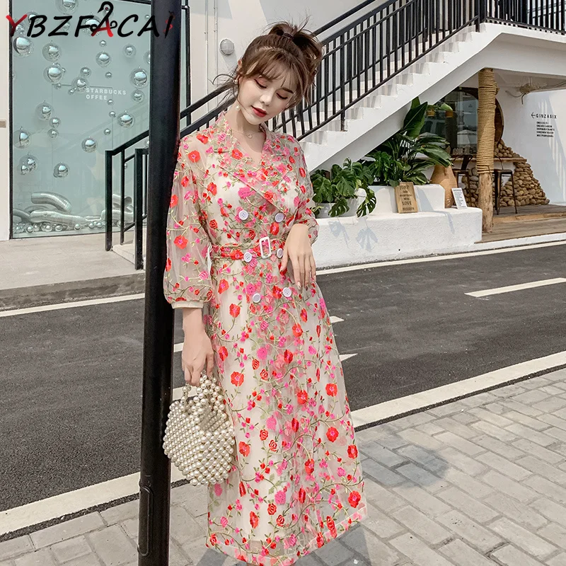 Light Luxury Embroidered Floral Dress Women Fall Retro Lapel Mesh Midi Windbreaker Casual Double Breasted Thin Coat Belted Women
Light Luxury Embroidered Floral Dress Women Fall Retro Lapel Mesh Midi Windbreaker Casual Double Breasted Thin Coat Belted Women