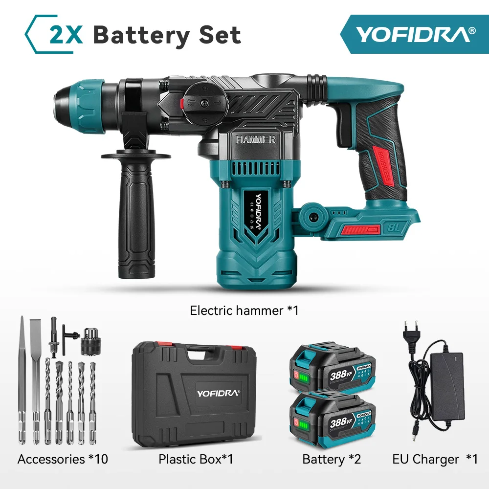 YOFIDRA Бесщеточный электрический молоток-дрель 18В
YOFIDRA Бесщеточный электрический молоток-дрель 18В
