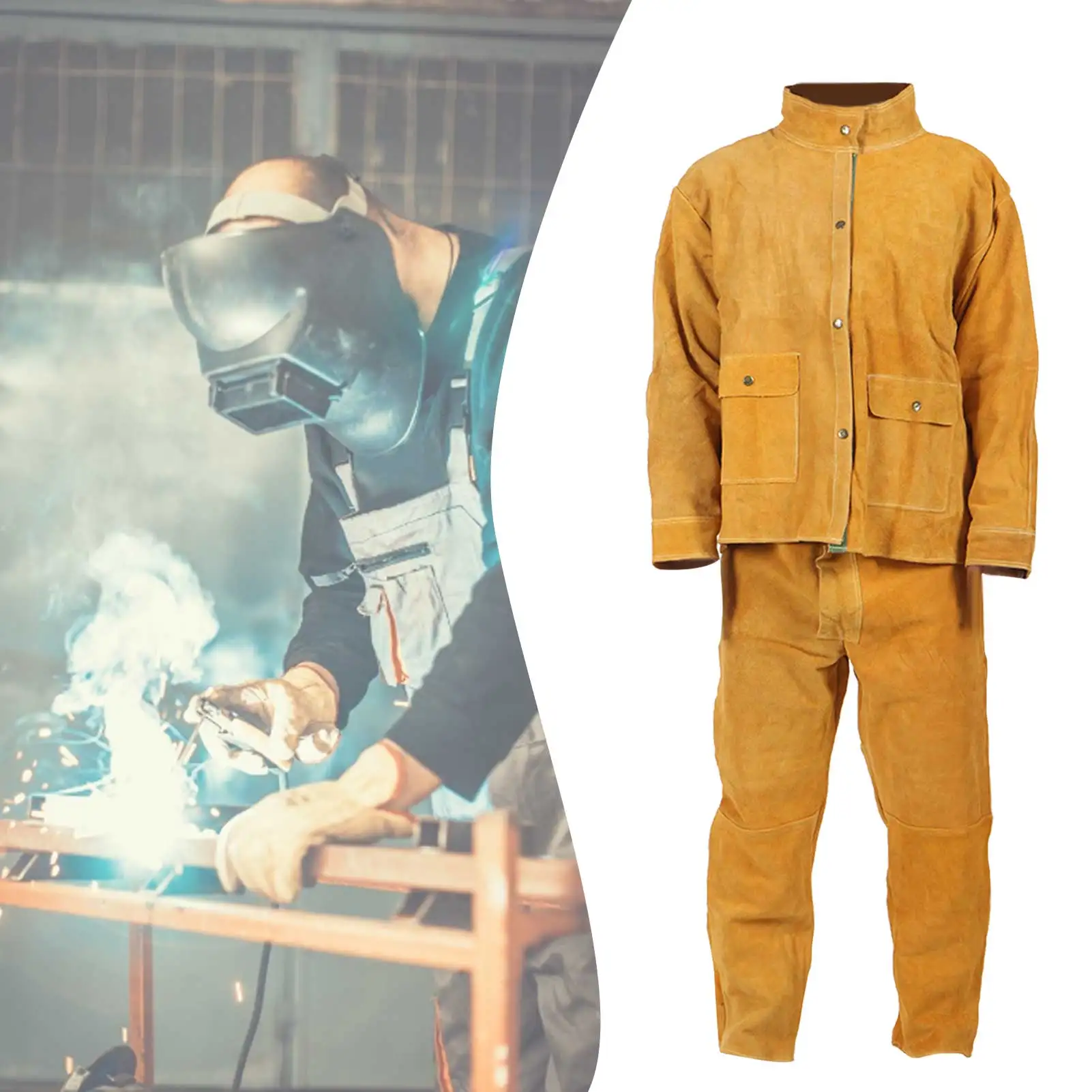 Suit High-neck Heat-resistant Male Cowhide Welding Clothing Flame-retardant And Splash-proof Welding Clothing
Suit High-neck Heat-resistant Male Cowhide Welding Clothing Flame-retardant And Splash-proof Welding Clothing