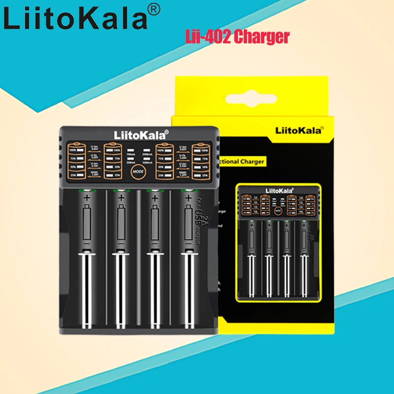 1-5 шт., умное зарядное устройство LiitoKala Lii-402 + U1 18650, 1,2 в, 3,7 в, 3,2 в, 3,85 В для аккумуляторов 26650, 18500, 18350, 17500, 16340
1-5 шт., умное зарядное устройство LiitoKala Lii-402 + U1 18650, 1,2 в, 3,7 в, 3,2 в, 3,85 В для аккумуляторов 26650, 18500, 18350, 17500, 16340
