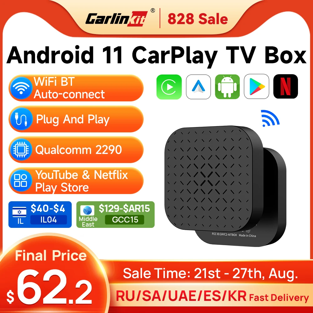 CarlinKit Mini CarPlay AI TV Box Android Auto CarPlay Wireless Adapter QCM2290 CPU BT WiFi Connect For Kia Ford MG VW Skoda etc.
CarlinKit Mini CarPlay AI TV Box Android Auto CarPlay Wireless Adapter QCM2290 CPU BT WiFi Connect For Kia Ford MG VW Skoda etc.