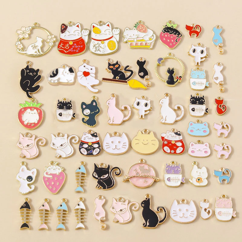 10pcs Enamel Cartoon Animal Cat Charms for Jewelry Making Cute DIY Earring Necklace Keychain Pendants Handmade Supplies
10pcs Enamel Cartoon Animal Cat Charms for Jewelry Making Cute DIY Earring Necklace Keychain Pendants Handmade Supplies