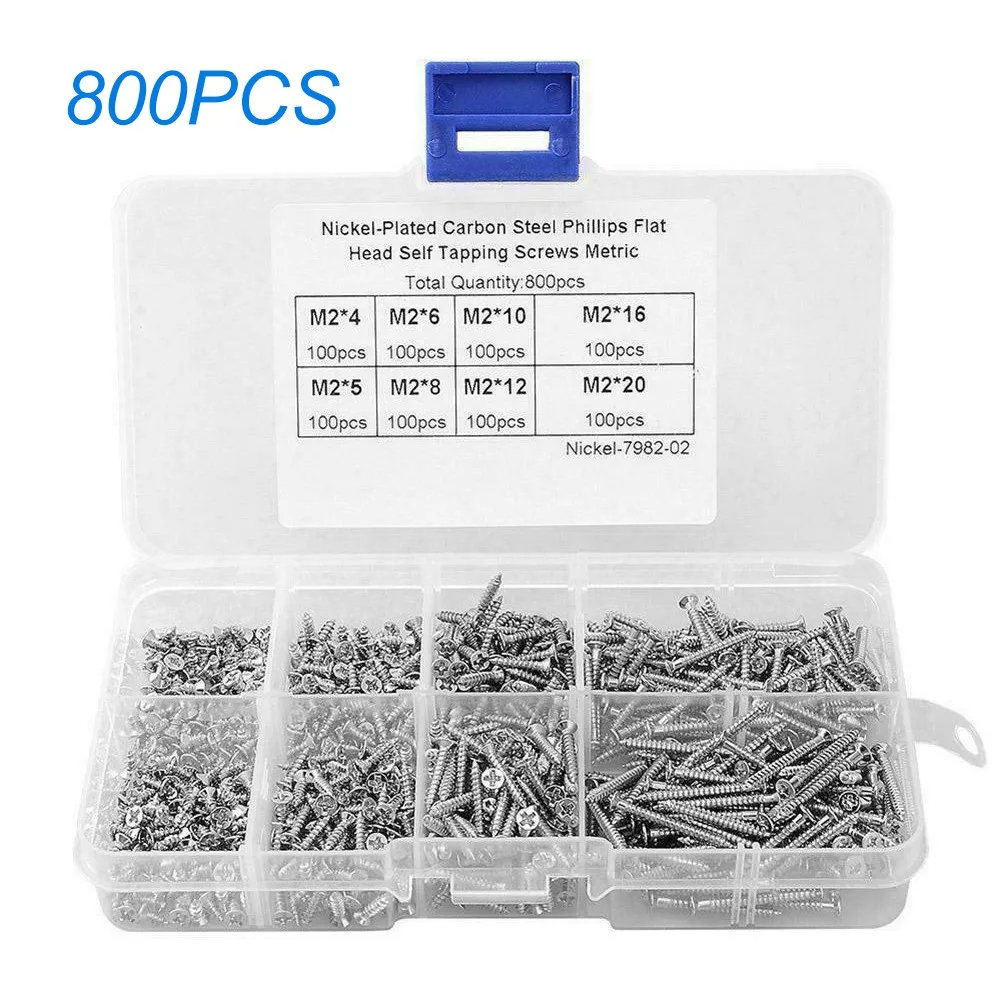 800pcs M2 4-20mm Self-tapping Stainless Steel Screw Lock Nut Combination Kit For Woodworking Electronic Fastening Work Fasteners
800pcs M2 4-20mm Self-tapping Stainless Steel Screw Lock Nut Combination Kit For Woodworking Electronic Fastening Work Fasteners