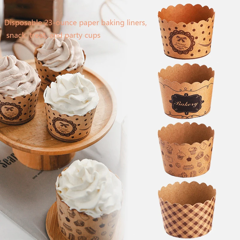 

50 Pcs Medium Muffin Cupcake Liners Paper Cups Kraft Paper Wrapper Wedding Cake Mold Baking Cup Set Bakery Party Accessories