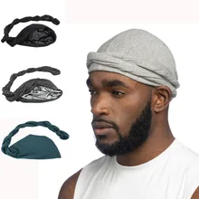 Nation Elastic Mens Turban Hat Satin Lining Stretchy Men Bandana Indian Cap Fashion Male Hip Hop Caps Headband Biker Headwrap