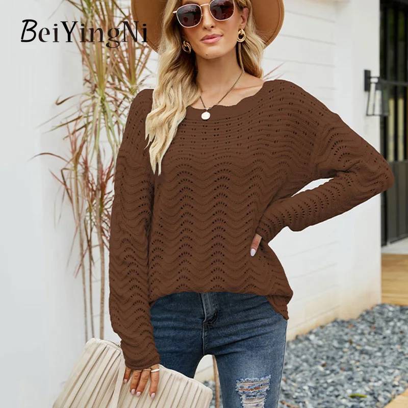 Beiyingni Solid Loose Sweater Womens Hollow Out Long Sleeve Slash Neck Pullover Female Autumn Winter Casual Vintage Black Jumper
Beiyingni Solid Loose Sweater Womens Hollow Out Long Sleeve Slash Neck Pullover Female Autumn Winter Casual Vintage Black Jumper
