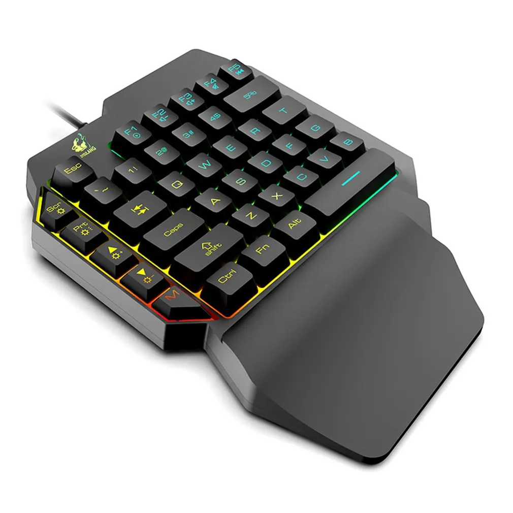 

Набор для мыши и клавиатуры T1, эргономичная многоцветная подсветка, мышь и клавиатура для одной руки, набор для домашних геймеров