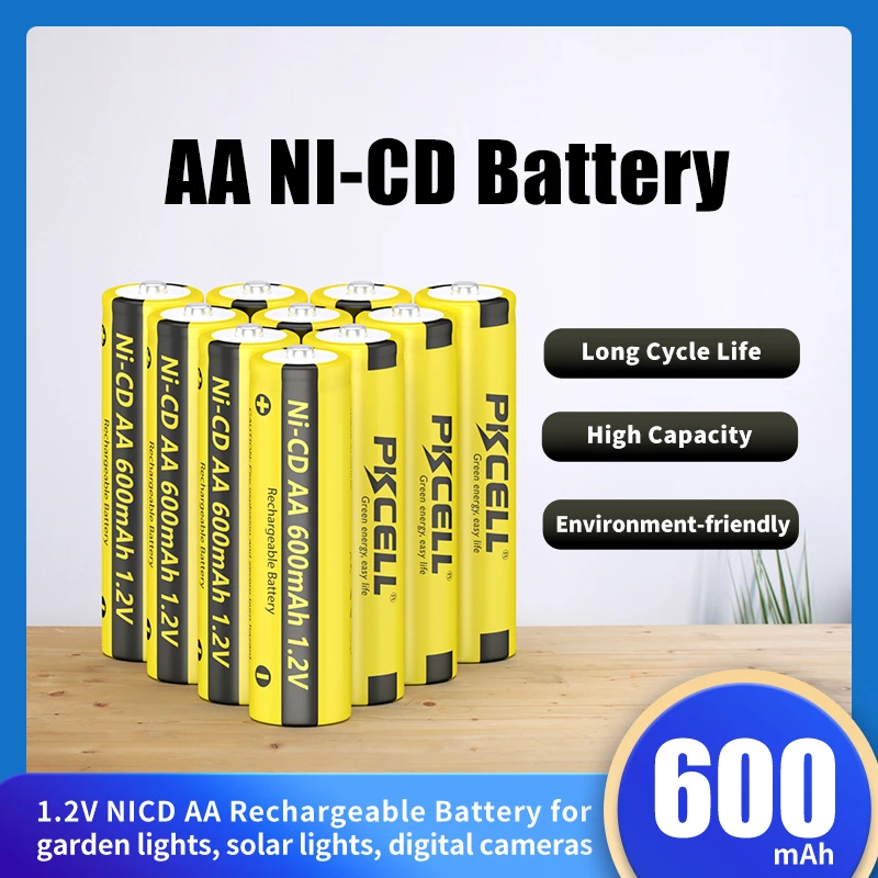 PKCELL 1.2V AA NI-CD Rechargeable Battery 600mAh Button Top 2A Batteries for Grass Cutter, Solar Street Lamp
PKCELL 1.2V AA NI-CD Rechargeable Battery 600mAh Button Top 2A Batteries for Grass Cutter, Solar Street Lamp