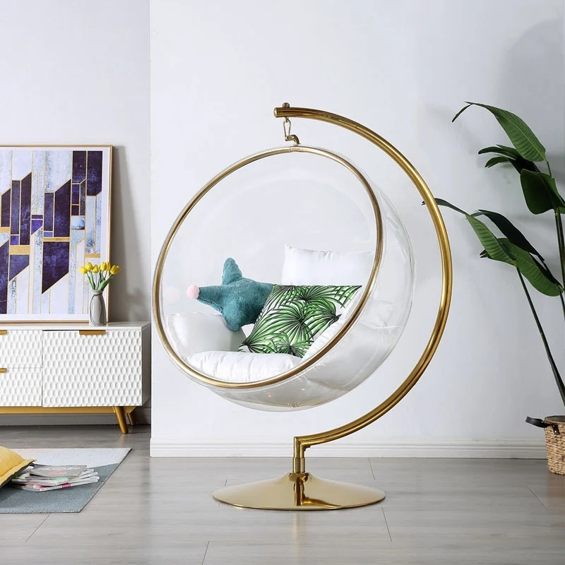 Hot Sell Transparent hanging chairs Swing Floor Stand Golden acrylic Bubble Chair With Stand living room garden
Hot Sell Transparent hanging chairs Swing Floor Stand Golden acrylic Bubble Chair With Stand living room garden