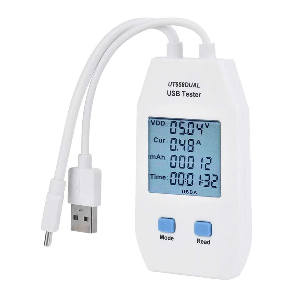 USB Tester, UNI-T LCD USB Tester Detector Voltmeter Ammeter Digital Power Capacity Tester Meter(UT658 Dual)
USB Tester, UNI-T LCD USB Tester Detector Voltmeter Ammeter Digital Power Capacity Tester Meter(UT658 Dual)