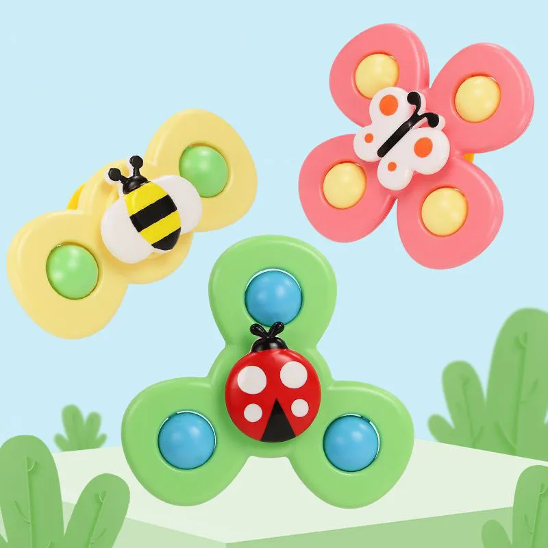 

Baby Cartoon Fidget Spinner Toys Colorful Insect Gyro Toy Relief Stress Educational Fingertip Rattle Bath Toys Toddlers Infant