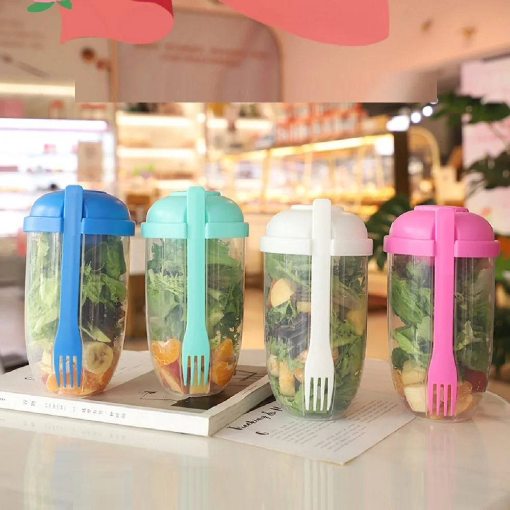 Bottle Salad Container for Lunch Portable Lunch Salad Bowl Cup Salad Bottle Box Food Container Water Bottle with Sauce Box Fork
Bottle Salad Container for Lunch Portable Lunch Salad Bowl Cup Salad Bottle Box Food Container Water Bottle with Sauce Box Fork