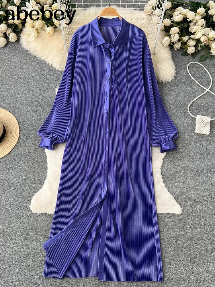 Fashion Casual Loose Dress For Women Lapel Long Sleeve Solid Minimalist Midi Dresses Female Summer Clothing New 2022
Fashion Casual Loose Dress For Women Lapel Long Sleeve Solid Minimalist Midi Dresses Female Summer Clothing New 2022