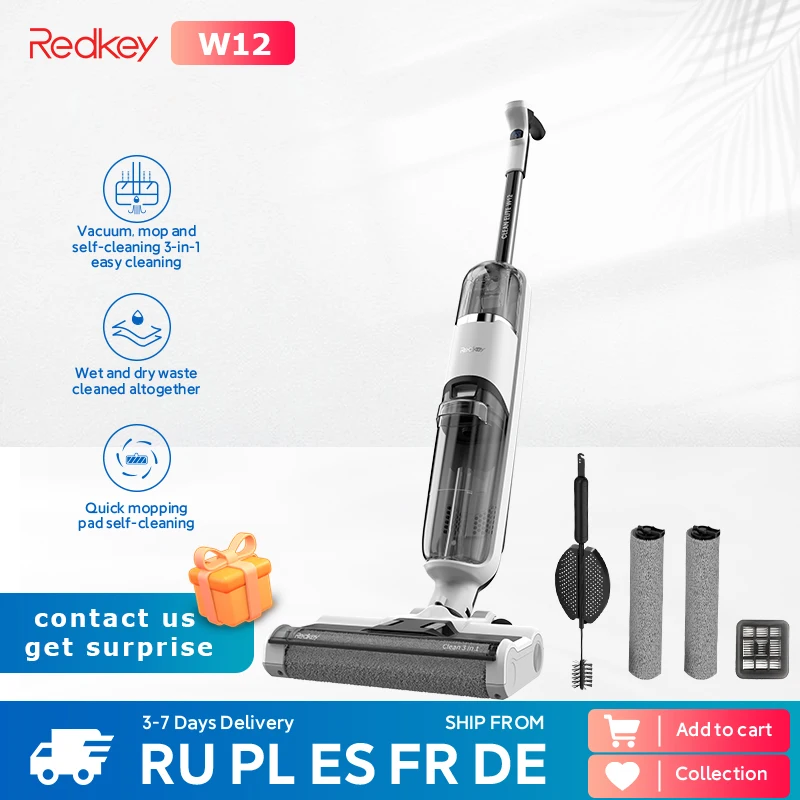 Redkey W12 Cordless Wet Dry Multi-Surface Smart Vertical Wireless Floor Washer Handheld Household Self-cleaning
Redkey W12 Cordless Wet Dry Multi-Surface Smart Vertical Wireless Floor Washer Handheld Household Self-cleaning