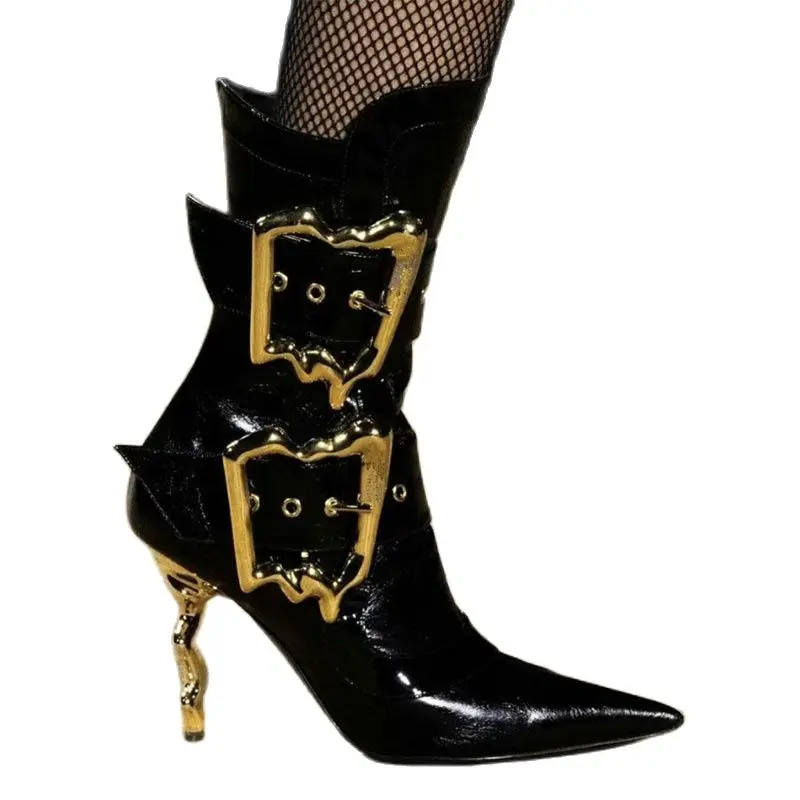 2023 Autumn Winter New Brand Sexy Patent Leather Metal Square Button Women's Boots Thin High Heel Pointed Women's Shoes Black
2023 Autumn Winter New Brand Sexy Patent Leather Metal Square Button Women's Boots Thin High Heel Pointed Women's Shoes Black