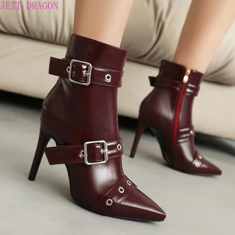 Women Pointed Toe Short Boots Metal Decoration Punk Motorcycle Botines Mujer Sexy Women's High Heel Short Boots Large 34-48
Women Pointed Toe Short Boots Metal Decoration Punk Motorcycle Botines Mujer Sexy Women's High Heel Short Boots Large 34-48